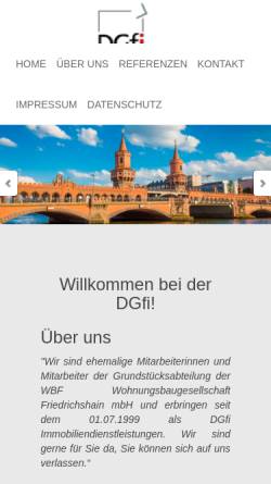 Vorschau der mobilen Webseite www.dgfi.de, DGfi - Dienstleistungsgesellschaft für Immobilien mbH