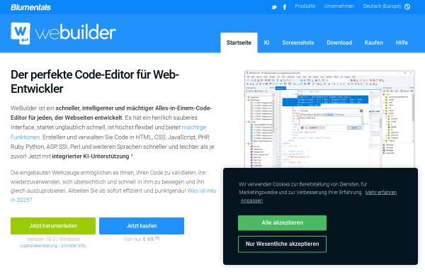 Vorschau von www.blumentals.de, Webuilder - die kostengünstige Alternative zum Dreamweaver