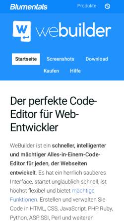 Vorschau der mobilen Webseite www.blumentals.de, Webuilder - die kostengünstige Alternative zum Dreamweaver