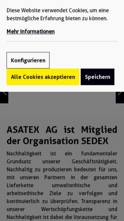 Vorschau der mobilen Webseite www.asatex.eu, Asatex AG