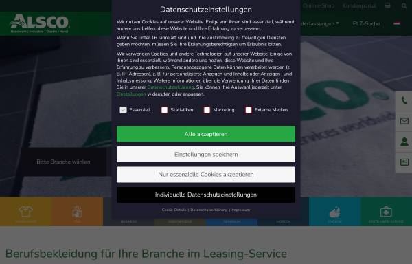 Vorschau von www.alsco.de, Alsco Berufskleidungs-Service GmbH