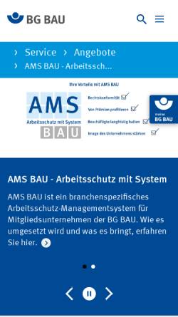 Vorschau der mobilen Webseite www.ams-bau.de, BG BAU - Arbeitsschutzmanagmentsystem (AMS BAU)