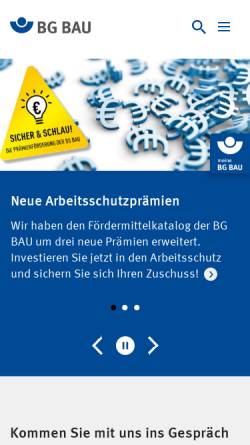 Vorschau der mobilen Webseite www.bgbau.de, BG BAU - Berufsgenossenschaft der Bauwirtschaft