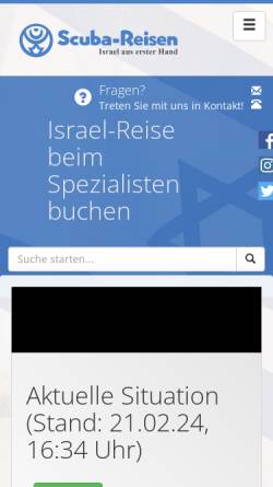 Vorschau der mobilen Webseite www.scuba-israel-reisen.de, Scuba Reisen GmbH