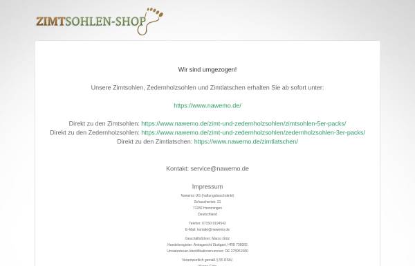 Vorschau von www.zimtsohlen-shop.de, Zimtsohlen-Shop, Götz