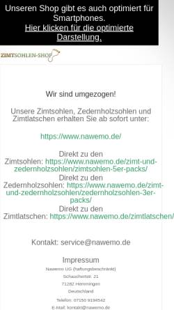 Vorschau der mobilen Webseite www.zimtsohlen-shop.de, Zimtsohlen-Shop, Götz