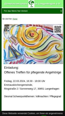 Vorschau der mobilen Webseite www.gemeinsam-leben-in-langenhagen.de, Gemeinsam leben in Langenhagen e.V.