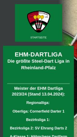 Vorschau der mobilen Webseite www.ehm-dartliga.de, Eifel-Mosel-Hunsrück-Dartliga e. V.