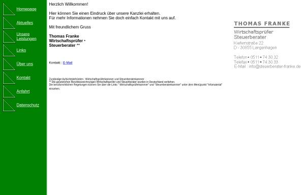 Vorschau von www.steuerberater-franke.de, Thomas Franke - Vereidigter Buchprüfer und Steuerberater