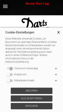 Vorschau der mobilen Webseite www.hernerdartliga.info, Herner Dart Liga