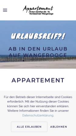 Vorschau der mobilen Webseite www.ferienwohnung-wangerooge.eu, Nordseeinsel Wangerooge