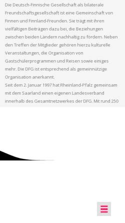 Vorschau der mobilen Webseite www.dfg-rhpfsaar.de, Deutsch-Finnische Gesellschaft Rheinland-Pfalz/Saarland e.V.