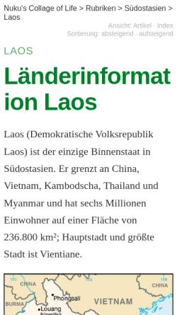 Vorschau der mobilen Webseite www.nuku.de, Foto-Reisebericht aus Laos
