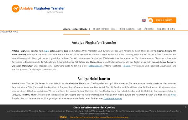 Vorschau von www.antalya-flughafentransfer.de, Antalya Flughafen Transfer
