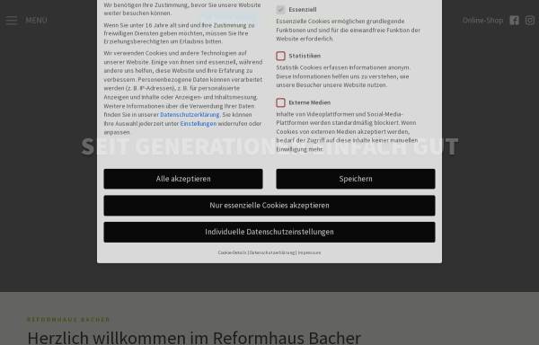 Vorschau von reformhaus-bacher.de, Reformhaus Bacher GmbH & Co. KG