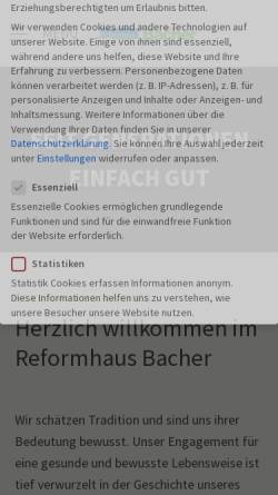 Vorschau der mobilen Webseite reformhaus-bacher.de, Reformhaus Bacher GmbH & Co. KG
