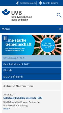 Vorschau der mobilen Webseite www.uv-bund-bahn.de, Unfallkasse des Bundes (UK Bund)