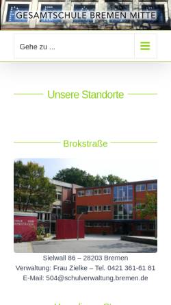 Vorschau der mobilen Webseite www.gsm-bremen.de, GeSAmTscHuLE MiTTe