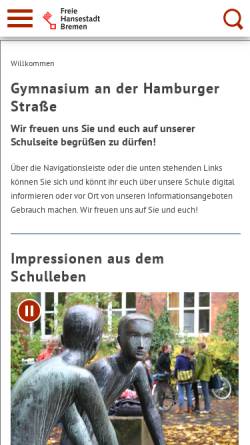Vorschau der mobilen Webseite habu.schule.bremen.de, Schulzentrum Hamburger Straße