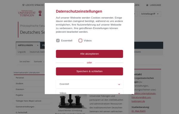 Vorschau von uni-tuebingen.de, Internationale Literaturen / Komparatistik an der Universität Tübingen