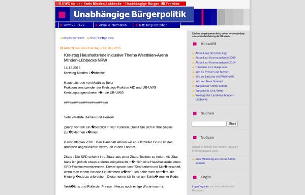 Vorschau von www.ub-mi.de, Unabhängige Bürgerpolitik (UB)