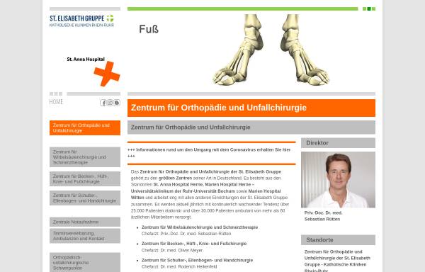 Vorschau von www.annahospital.de, Zentrum für Orthopädie und Unfallchirurgie, Herne
