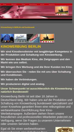Vorschau der mobilen Webseite kinowerbungberlin.de, Kinowerbung Berlin