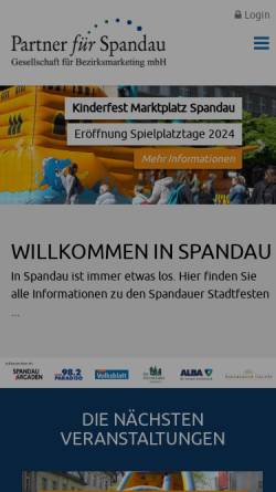Vorschau der mobilen Webseite www.partner-fuer-spandau.de, Berlin Spandauer Weihnachtsmarkt - Gesellschaft für Bezirksmarketing mbH
