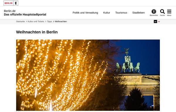 Vorschau von www.weihnachteninberlin.de, Berlin Weihnachtsmärkte by BerlinOnline Stadtportal GmbH & Co. KG