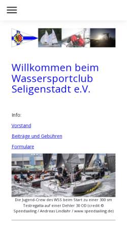 Vorschau der mobilen Webseite www.wss-seligenstadt.de, Wassersportclub Seligenstadt e. V.