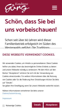 Vorschau der mobilen Webseite www.konditorei-goerg.de, Konditorei Görg