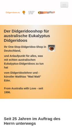 Vorschau der mobilen Webseite didgeridoos.eu, Mad Matt´s Didgeridoos, Matthias Eder