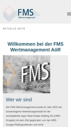Vorschau der mobilen Webseite www.fms-wm.de, FMS Wertmanagement AöR