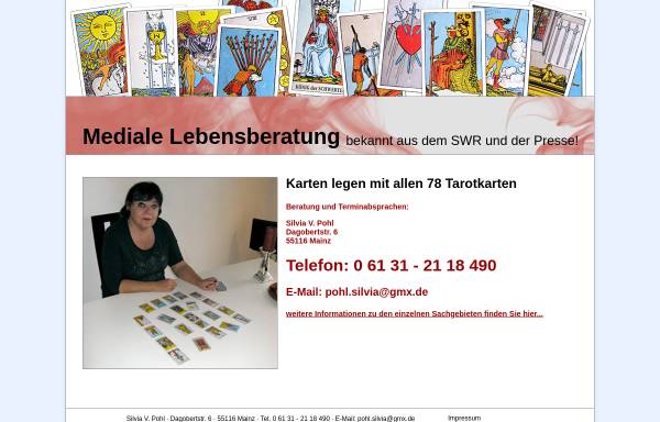 Vorschau von www.karten-legen.com, Mediale Lebensberatung Silvia V. Pohl