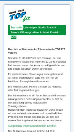 Vorschau der mobilen Webseite www.topfit-velbert.de, TOP Fit