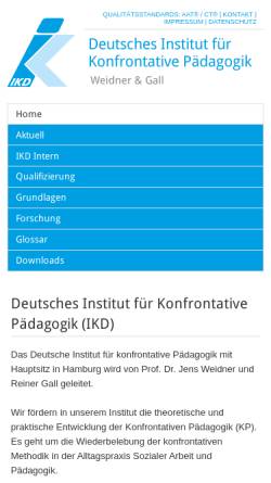 Vorschau der mobilen Webseite www.konfrontative-paedagogik.de, Deutsches Institut für Konfrontative Pädagogik IKD