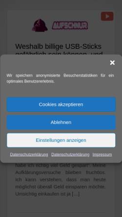 Vorschau der mobilen Webseite aufschnur.de, Aufschnur