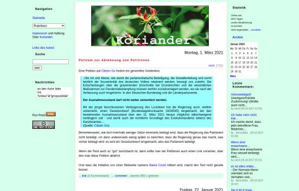 Vorschau von koriander.blogger.de, Koriander