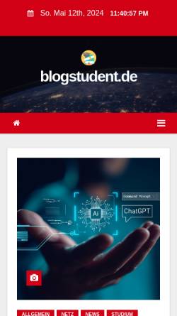 Vorschau der mobilen Webseite www.blogstudent.de, BlogStudent