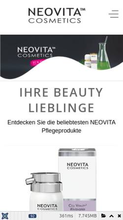 Vorschau der mobilen Webseite www.neovita.eu, Singer Kosmetik GmbH