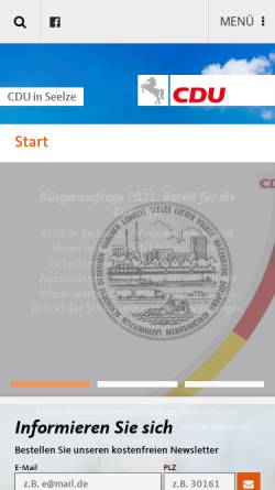 Vorschau der mobilen Webseite cdu-seelze.com, CDU Stadtverband Seelze