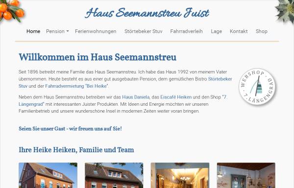 Vorschau von www.seemannstreu.de, Pension Haus Seemannstreu