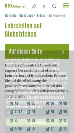 Vorschau der mobilen Webseite www.bioaktuell.ch, Lehrstellen auf Biobetrieben
