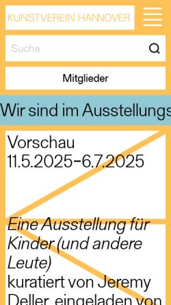 Vorschau der mobilen Webseite www.kunstverein-hannover.de, Kunstverein Hannover e.V.