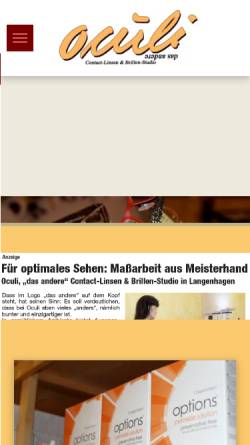 Vorschau der mobilen Webseite www.oculi-kontaktlinsen.de, Oculi Contactlinsen & Brillenstudio GmbH