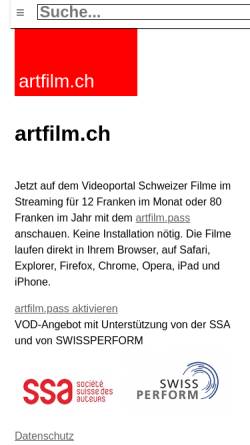 Vorschau der mobilen Webseite www.artfilm.ch, Artfilm.ch