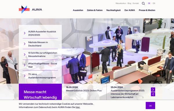 Vorschau von www.auma.de, Ausstellungs- und Messe-Ausschuss der Deutschen Wirtschaft e.V. (AUMA)