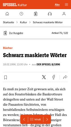 Vorschau der mobilen Webseite www.spiegel.de, Schwarz maskierte Wörter