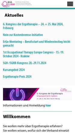 Vorschau der mobilen Webseite www.ergotherapie.ch, ErgotherapeutInnen-Verband Schweiz (EVS/ASE)