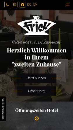 Vorschau der mobilen Webseite www.fricks-hotel.de, Fricks Hotel & Restaurant, Inh. Dirk Frick